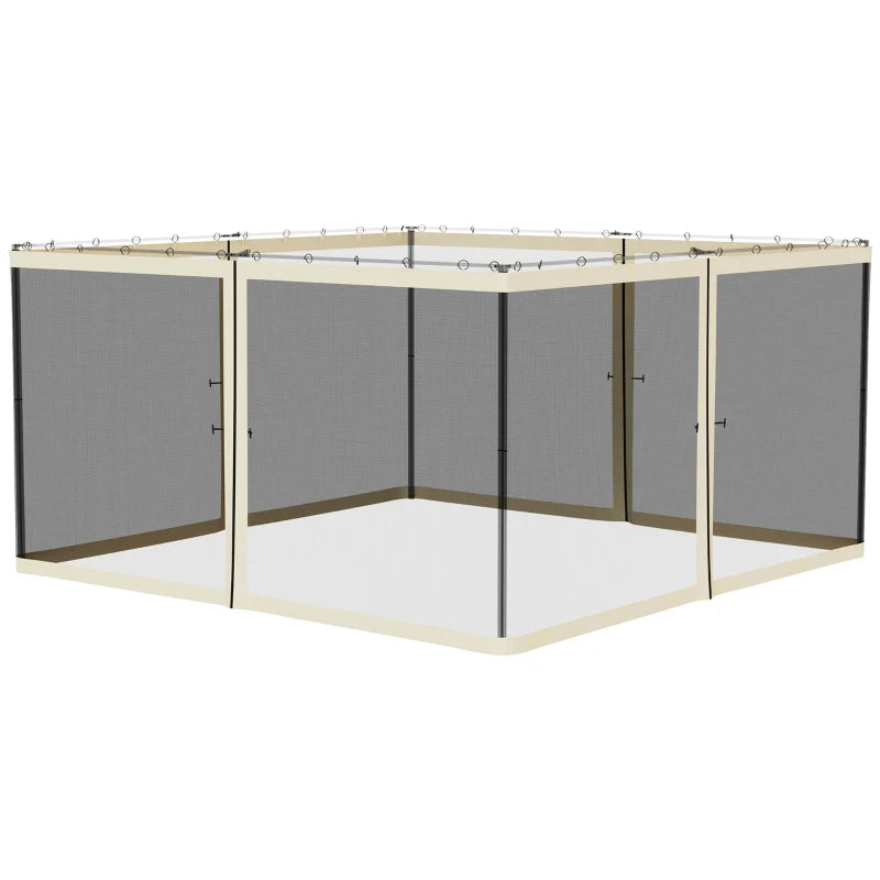 Replacement Mosquito Netting for Gazebo 13' x 13' Black Screen Walls for Canopy with Zippers for Parties and Outdoor Activities, Cream White