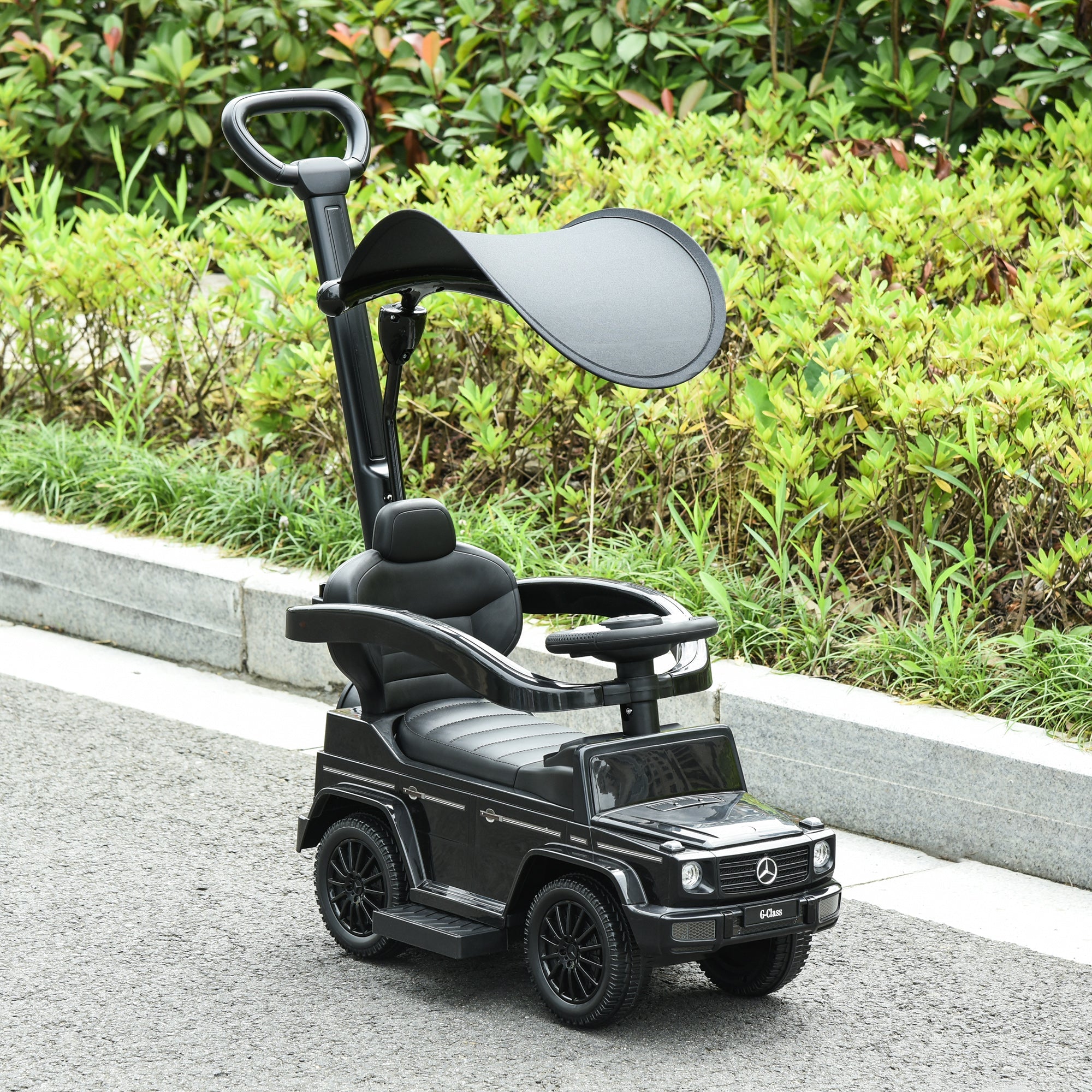 Aosom Mercedes-Benz G350 Push Car Sliding Car Walker Push-Along with Horn Steering Wheel NO POWER Manual Under Seat Storage Design 