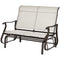 Outsunny Garden Double Gliding Chair Patio Glider Armchair Mesh Seat Backrest Steel Frame Cream White for Outdoor Backyard