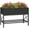 Galvanized Raised Garden Bed, Metal Planter Box with Bed Liner and Storage Shelf, for Vegetables Flowers Herbs, Black