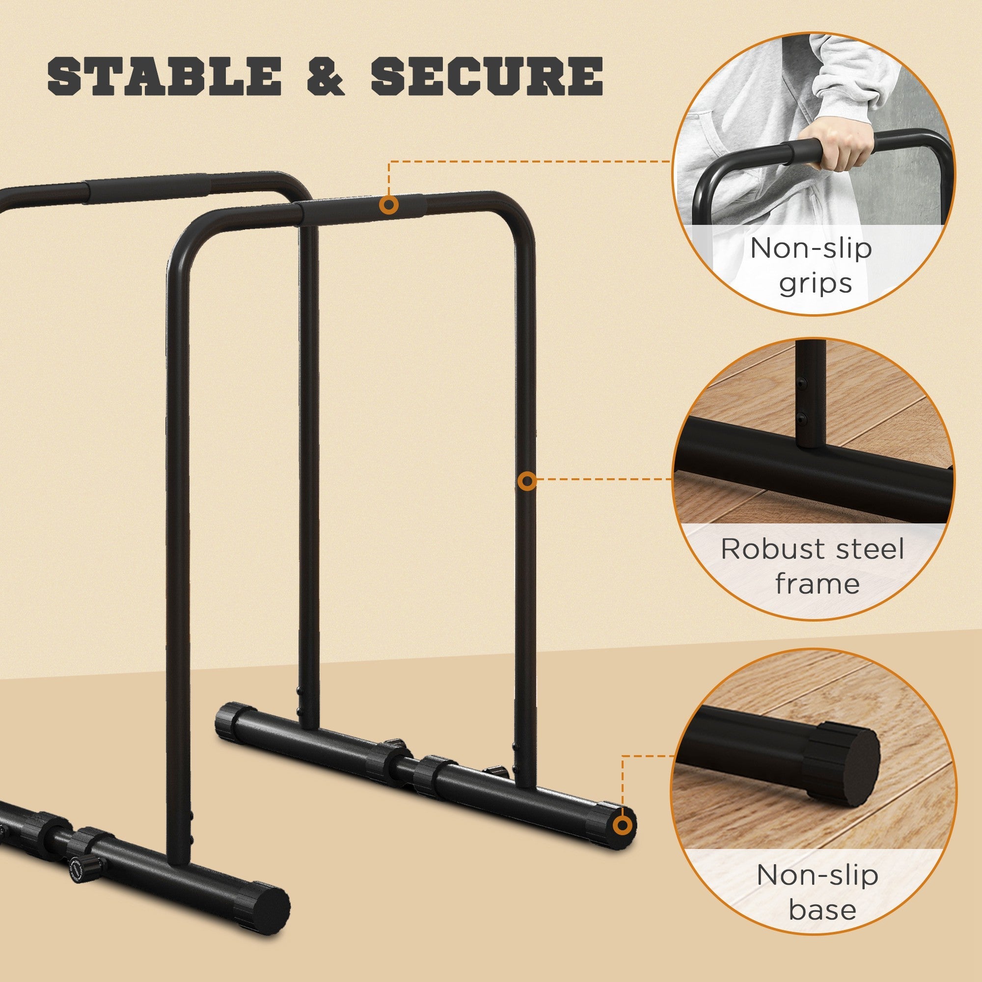 Soozier Adjustable Dip Station, Push Up Bars with 6 Width and 2 Height Levels for Home Gym Fitness Workout 