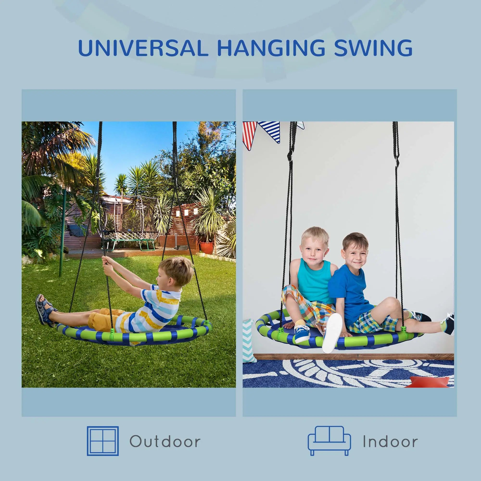 Outsunny 40" Saucer Tree Swing for Kids (330 lb Capacity, Blue)