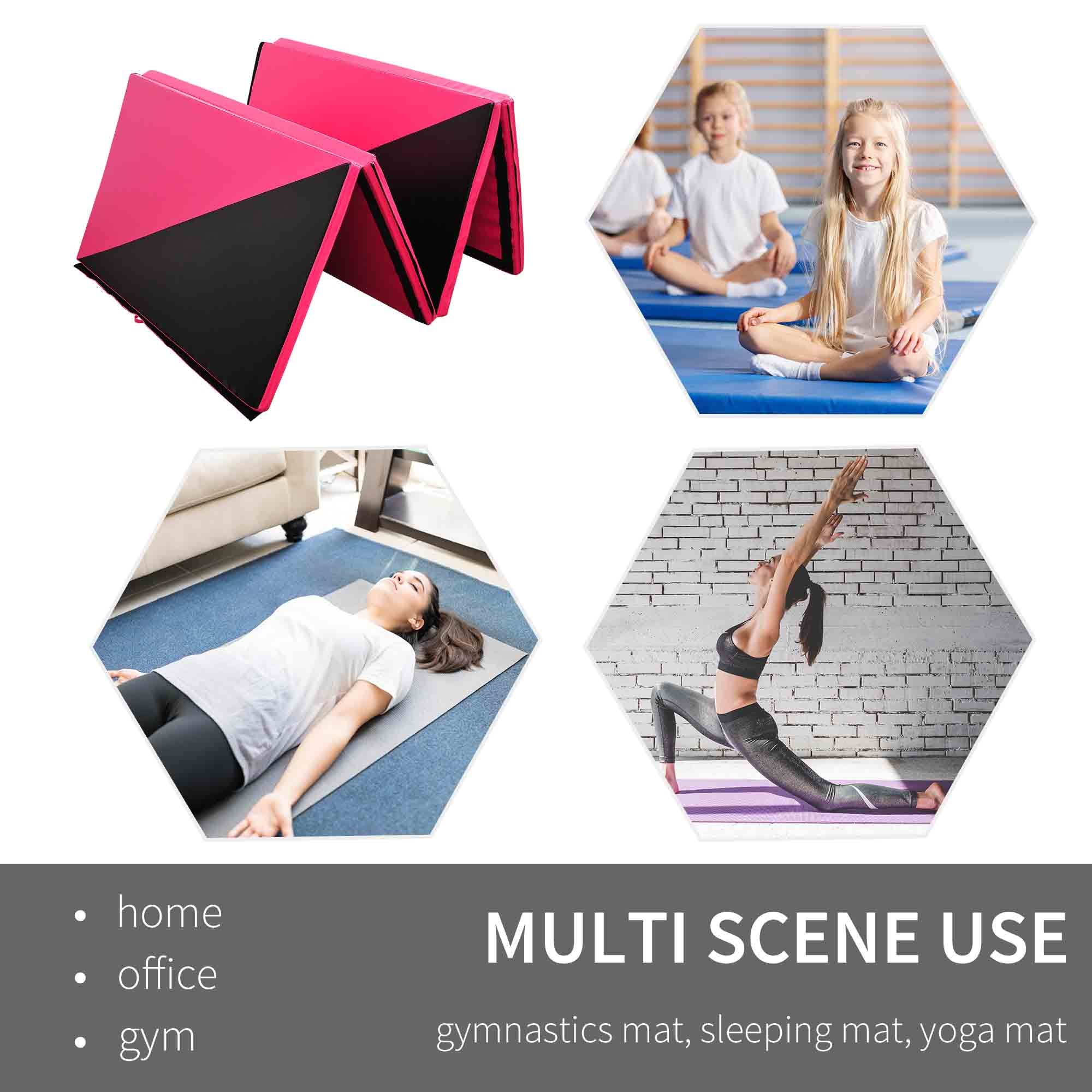Soozier 4'x10'x2'' Folding Gymnastics Tumbling Mat, Exercise Mat  with Carrying Handles for Yoga, MMA, Martial Arts 