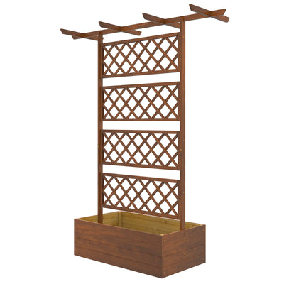 Outsunny Wooden Planter with Trellis Privacy Screen, Raised Garden Bed to Grow Vegetables, Herbs and Flowers, Orange 