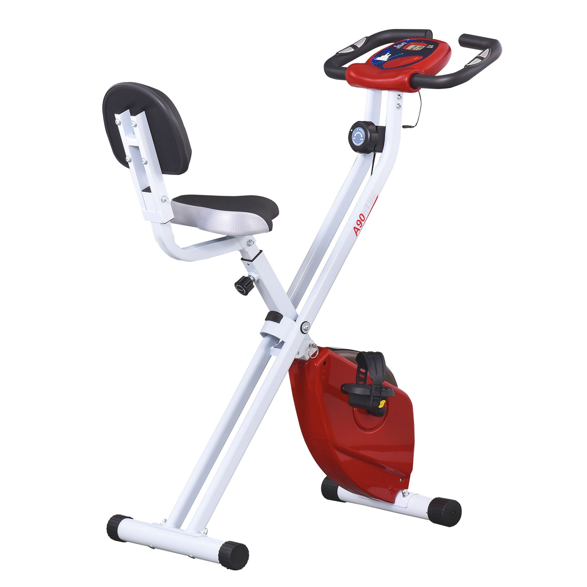 Soozier Cycle Supremacy: Foldable Upright Exercise Bike with 8 Magnetic Resistance Levels, Red 