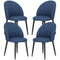 HOMCOM Modern Dining Chairs Set of 4, Upholstered Dining Room Chairs with Metal Legs, Shell Backrest, Padded Seat, Blue
