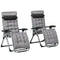 Outsunny Garden Chairs Set of 2 Reclining Zero Gravity Sun Lounger with Cushion Grey Outdoor