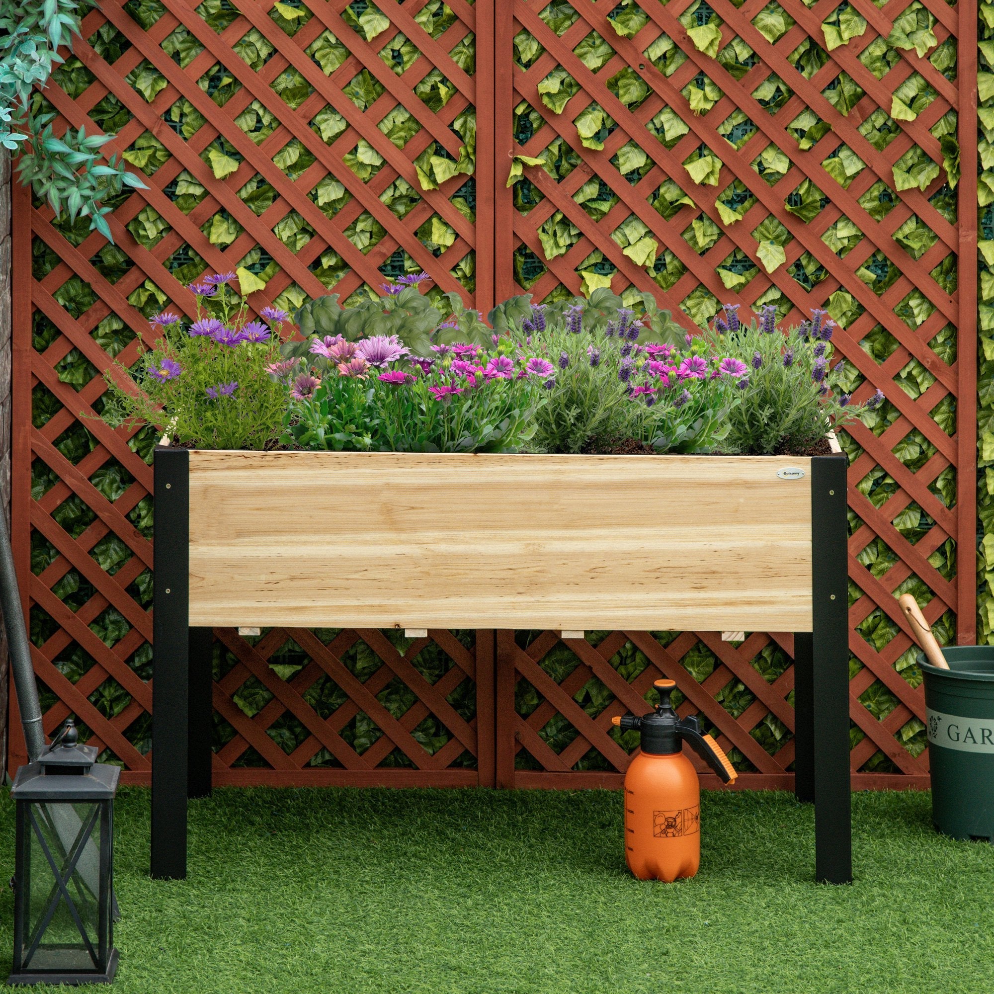 Outsunny Raised Garden Bed 47''x24''x29'' Metal Frame Elevated Planter Box for Vegetables Herbs Flowers Backyard Patio 