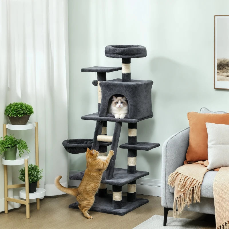 52 Inch Large Cat Tree for Indoor Cats, Dark Grey