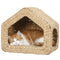 Cat Wall Shelf, Wall Mounted Cat House with Washable Cushion, Kitty Shelf Furniture for Indoor Kittens, Natural