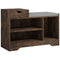 Upholstered Shoe Storage Bench, Hallway Shoe Storage with Seat, Drawer, 3 Open Shelves for Entryway, Rustic Brown
