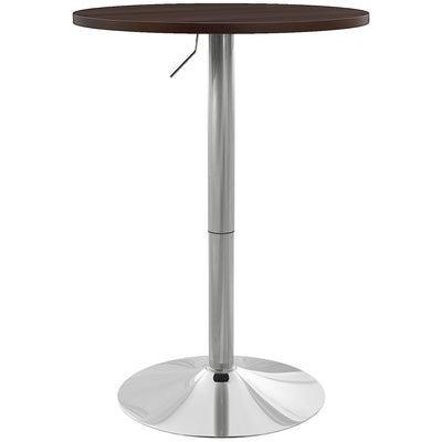 HOMCOM High Top Bar Table, Adjustable Round Kitchen Table with Swivel Top and Steel Base, Bistro Table for 2 People, Walnut 
