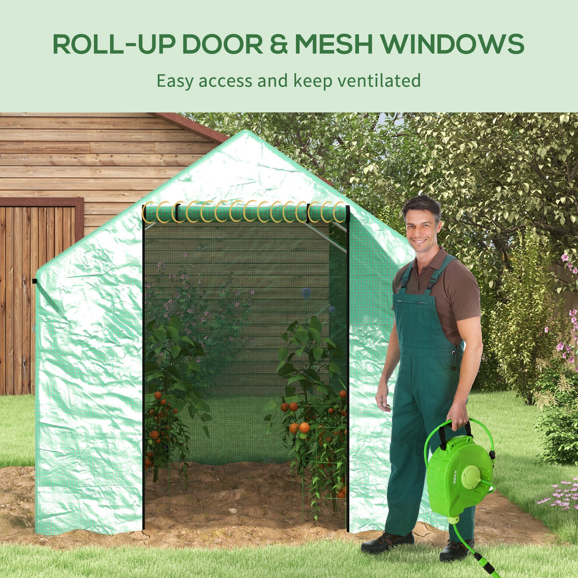 Outsunny 6.6'x10'x6.6' Walk-In Tunnel Greenhouse UV-Resistant Door Mesh Windows Green 