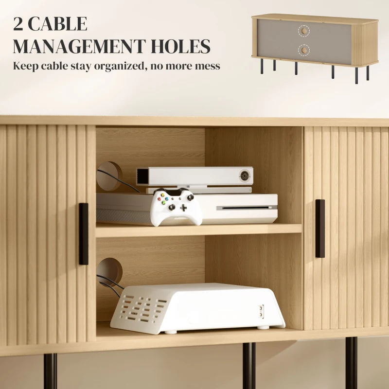 TV Stand Cabinet for TVs up to 55 Inches, TV Unit with Storage Shelves and Cabinets for Living Room, Oak Tone