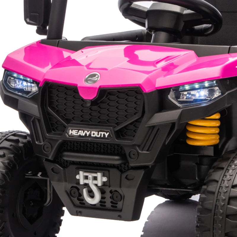 Qaba 24V 4WD Kids Ride On Truck with 6 Wheels Electric Ride On Car with Remote, Dump Bed for 3-8 Years, Pink