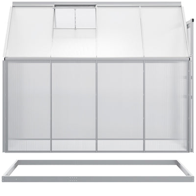 Outsunny Walk-in Greenhouse 6' x 8' x 6.5' Polycarbonate Adjustable Roof Vent Base Sliding Door Clear 