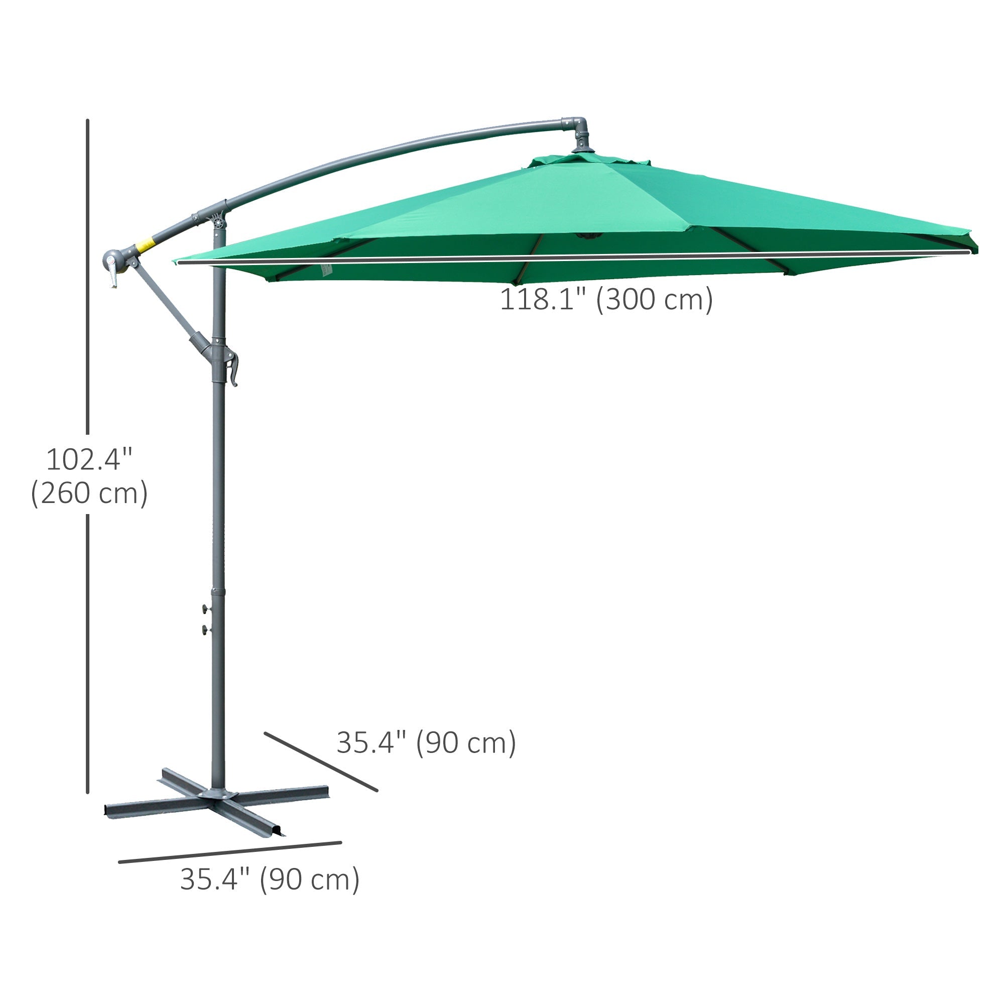Outsunny 10ft Banana Hanging Rattan Set Sun Shade Patio Umbrella Cantilever Green 