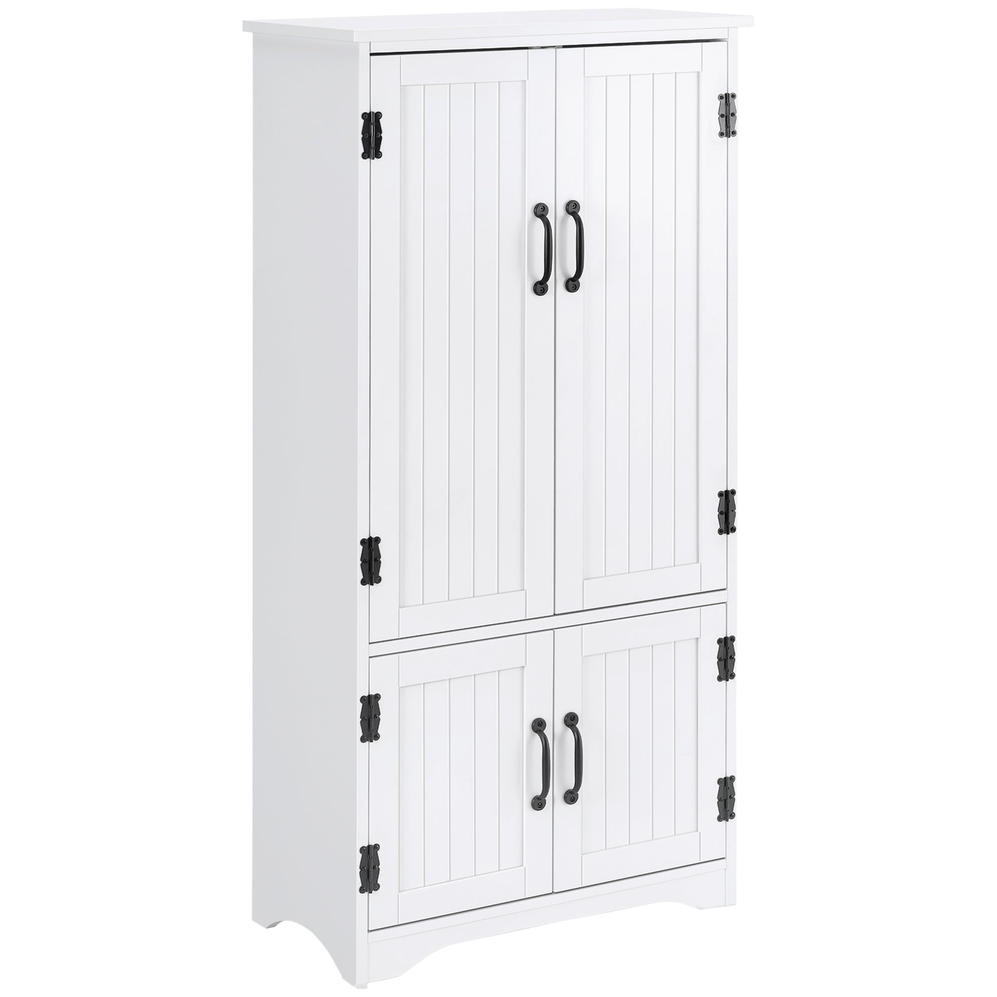 HOMCOM White Accent Kitchen Pantry Cabinet: Floor Storage Cupboard with Adjustable Shelves and Doors 