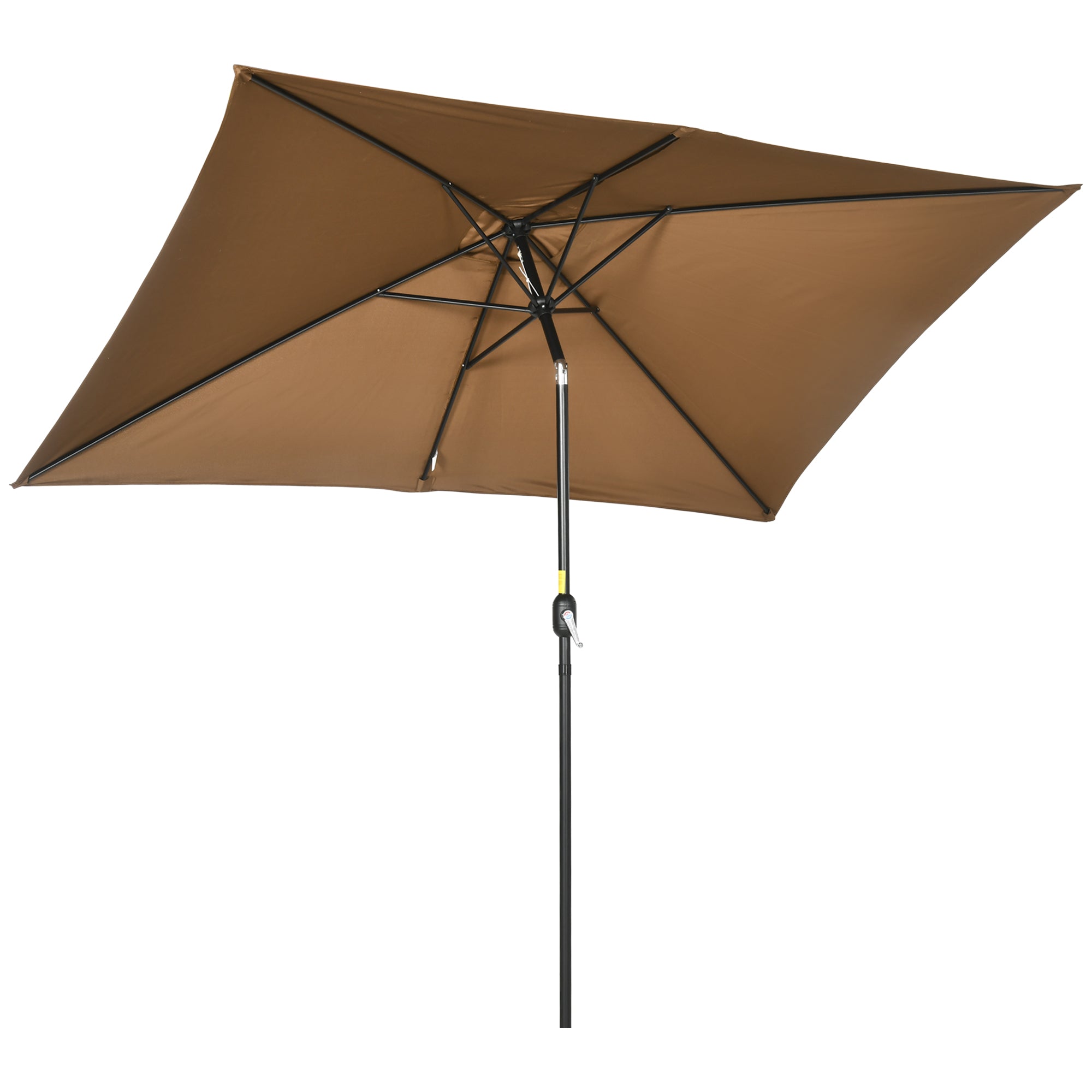 Outsunny Rectangle Patio Umbrella: 6.5x10ft Aluminum Tilt Garden Parasol Crank Coffee 