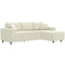 Corner Sofa with Changeable Chaise, Corduroy L-Shaped Sectional Sofa with Pocket Spring, 2 Pillows, Cream White