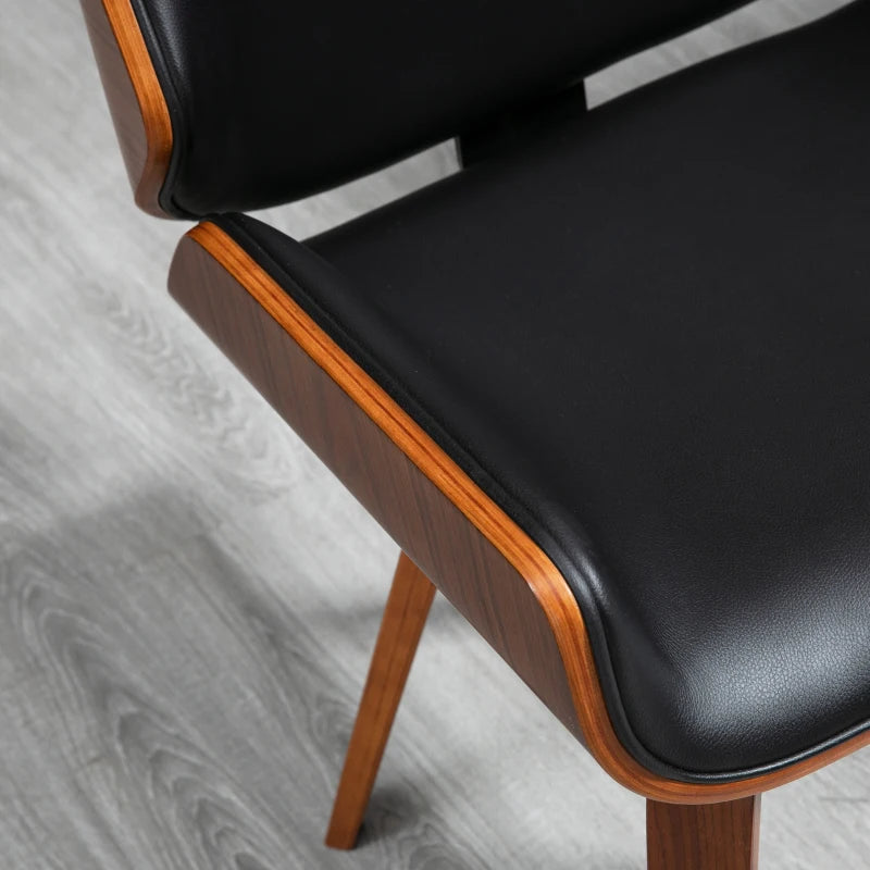 Dining Chairs Set of 2, PU Leather Kitchen Chairs with Upholstered Seats and Solid Wood Legs for Dining Room, Black