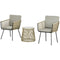 Outsunny Outdoor Patio Bistro Set 3 Piece Light Grey Wicker Rattan Furniture Metal Legs Garden Backyard Deck