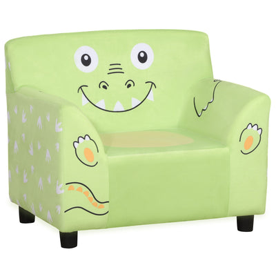 Qaba Children's Sofa: Cozy Velvet Toddler Armchair, Eco-friendly Eucalyptus Wood - Green 
