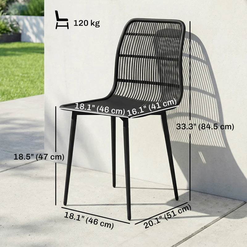 Outdoor Dining Chairs Set of 4, Patio Chairs with Slotted Backrest, Black