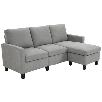 HOMCOM L-Shape Modern Sectional Sofa Couch Ottoman Corner Living Room Light Grey 