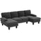 Sectional Sofa, U Shaped Couch with Double Chaise, Pillow-top Armrests and Spring Cushions, 2200lb Capacity, Dark Grey