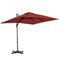 Outsunny Square Patio Hanging Offset Umbrella 8' x 8' Aluminum Cantilever Crank Market Parasol 360° Rotation Cross Base Wine Red