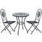 Outsunny 3 Piece Patio Bistro Set with Mosaic Design Outdoor Dining Furniture Set for 2 Folding Chairs Green