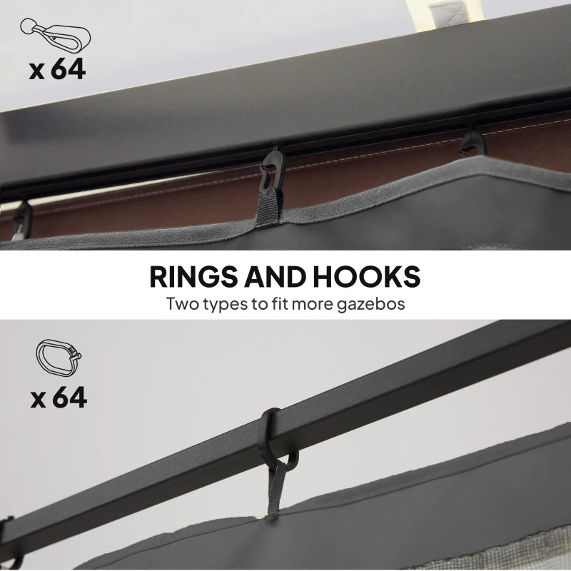 Replacement Mosquito Netting for Gazebo 13' x 13' Black Screen Walls for Canopy with Zippers, Dark Grey