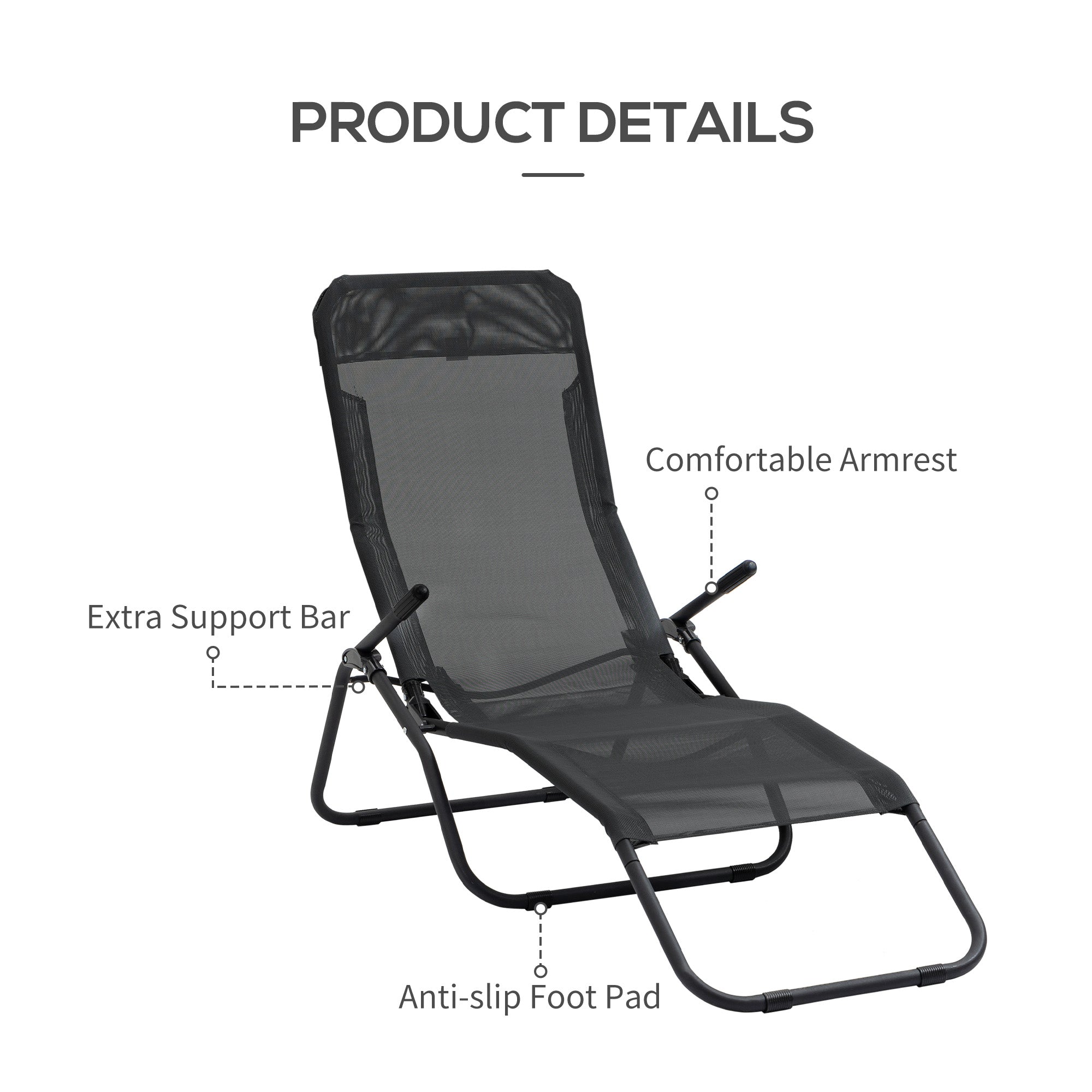 Outsunny Mesh Zero Gravity Lounge Chair Recliners Folding Rocking Chair Outdoor Chaise Lounge for Beach Poolside and Patio Black 