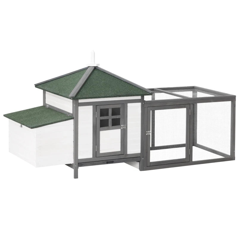 77" Chicken Coop Hen House Rabbit Hutch Poultry Cage Pen Outdoor Backyard with Nesting Box Run White and Dark gray