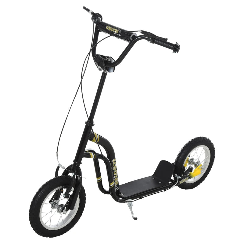 Aosom Dual Brakes Kick Scooter 12-Inch Inflatable Front Wheel Ride On Toy for Age 5+, Black