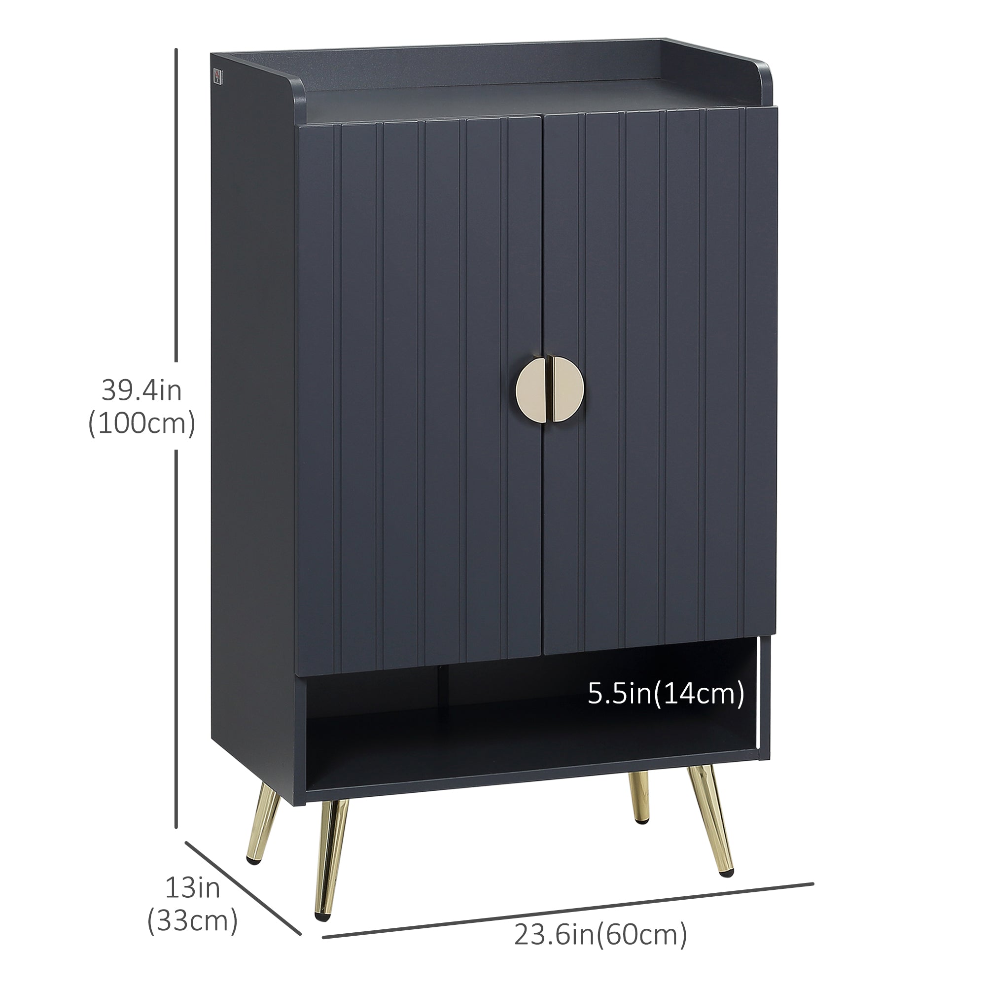 HOMCOM Modern Entryway 15 Pair Shoe Cabinet with 2 Doors Adjustable Shelves, Grey Finish for Stylish Organization | Sleek Design 