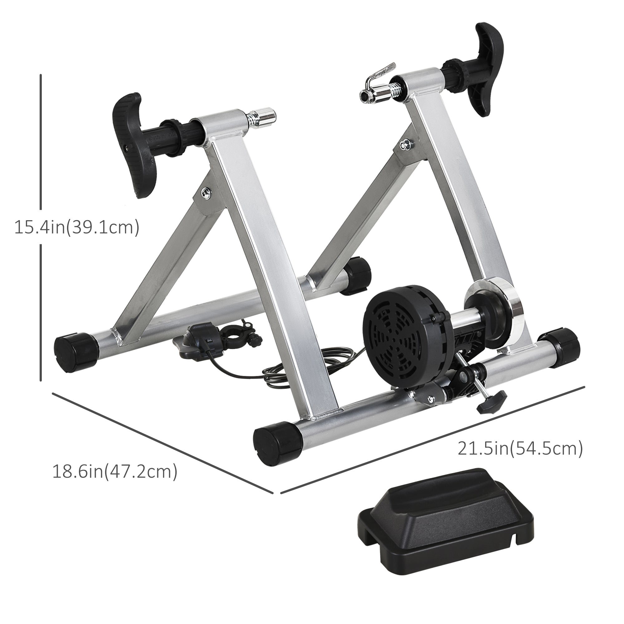 Soozier Indoor Magnetic Bike Trainer Stand with 5-Level Adjustable Resistance, Silver - Enhance Your Home Workout Experience 