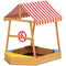 Qaba Wooden Kids Sandbox with Cover, 4 Seats, Rudder, Deck, Bottom Liner, 52