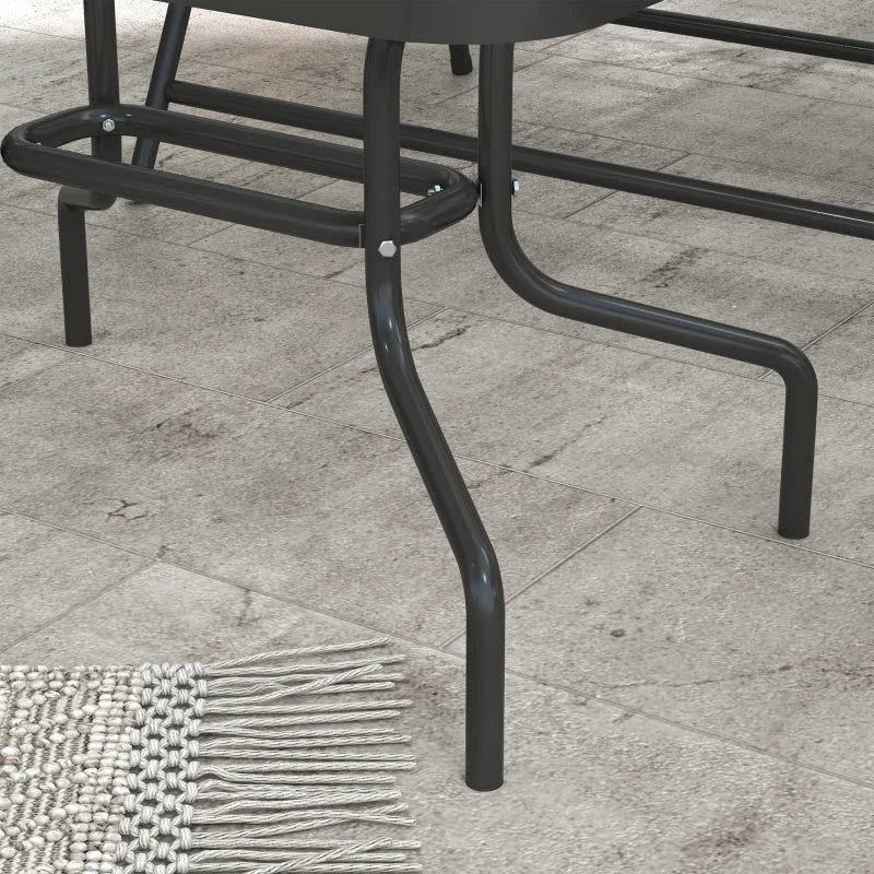 Outdoor 4 Pieces Patio Furniture Set, Garden Set with Two Foldable Armchairs, a Loveseat & Glass Top Table, Mixed Grey