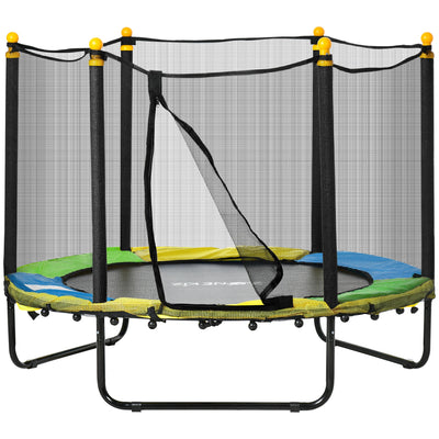 Qaba 4.6FT Trampoline for Kids with Enclosure Net for Ages 3-10, Indoor Outdoor Use, Black 