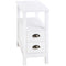 HOMCOM Slim End Table: White with 2 Drawers & Storage Shelf for Compact Living Room & Bedroom Spaces