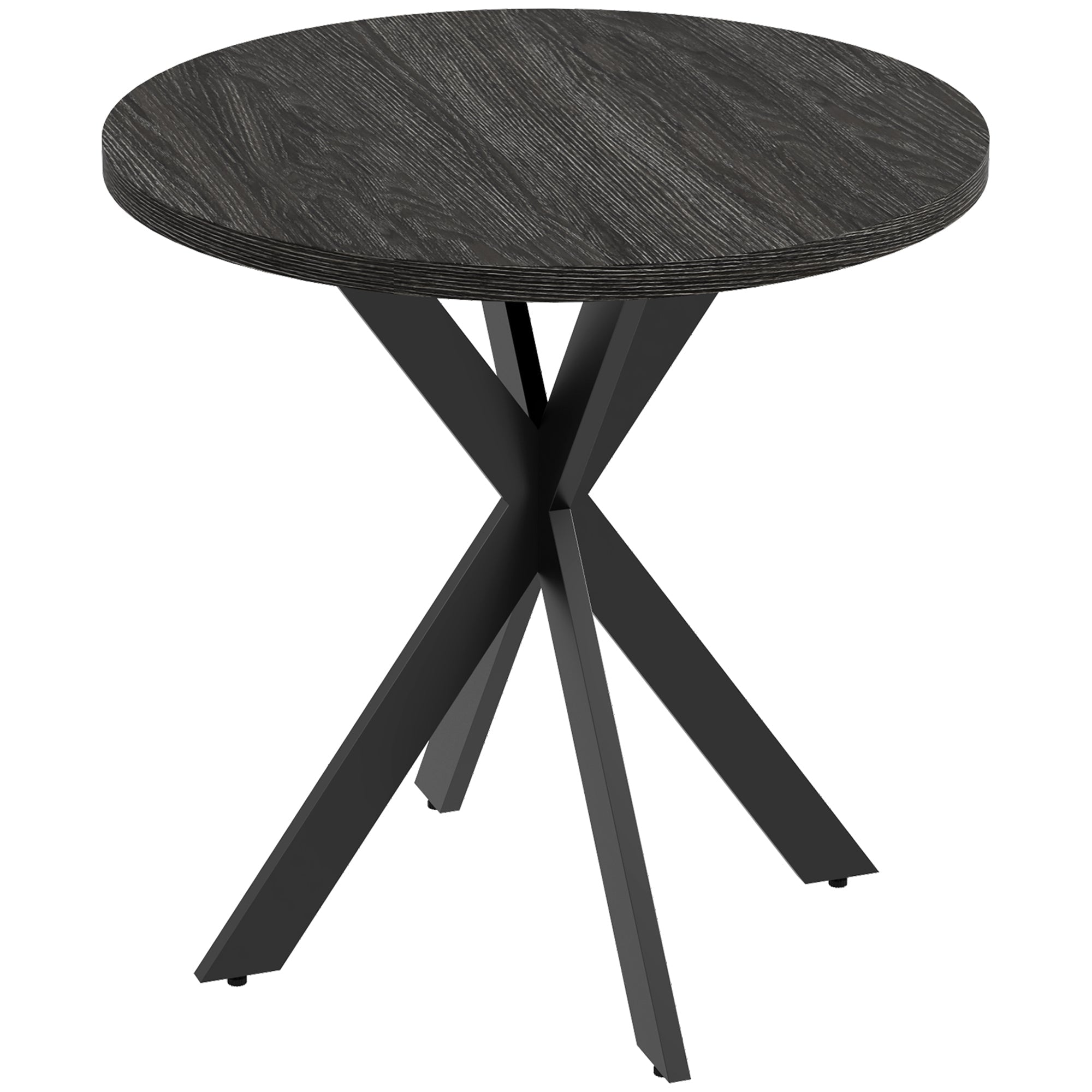 HOMCOM 29" Round Black Dining Table Contemporary Kitchen Furniture Steel Legs for Modern Home Small Spaces 