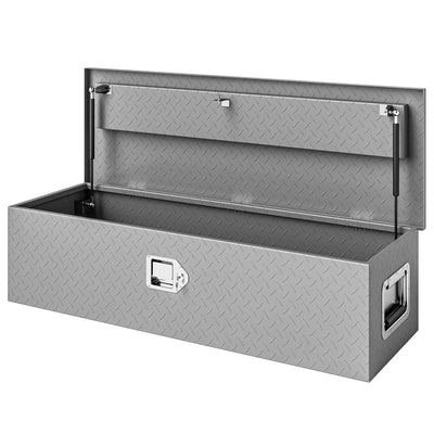 HOMCOM 39" x 13" x 10" Truck Tool Box Heavy Duty Aluminum Trailer Tongue Box with Lock and Keys for Pick Up Truck RV Trailer 