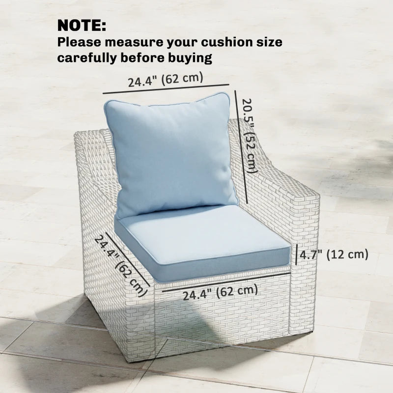 Seat Cushion Back Pillows Replacement Set of 2, Patio Chair Cushions Set for Indoor Outdoor, Light Blue