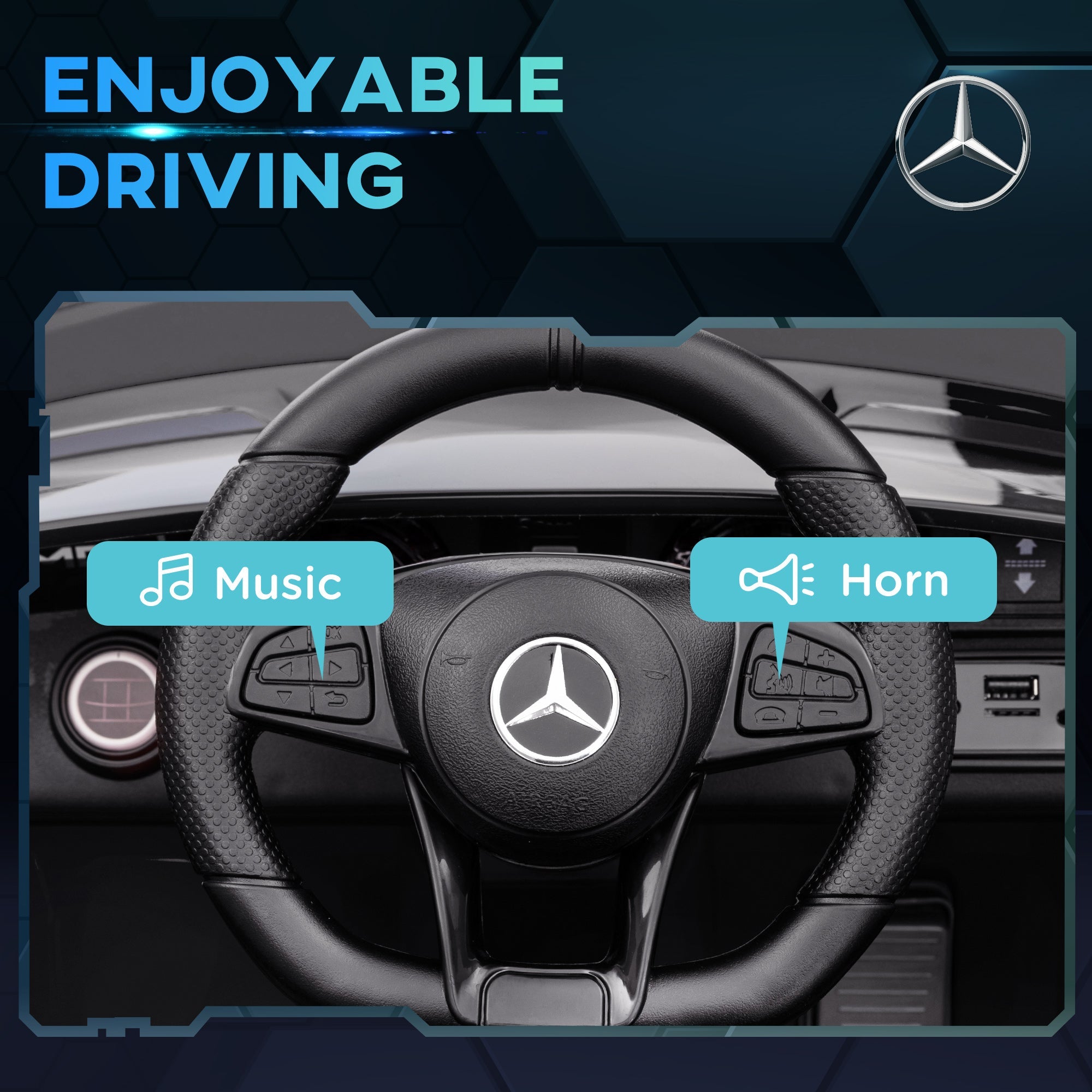 Qaba Mercedes-Benz AMG GTR Licensed 12V Battery Powered Kids Electric Car w/ Remote, Soft Start, Lights, Music Horn Black 