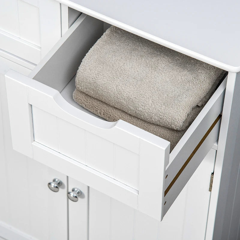 Bathroom Cabinet, Bathroom Storage Cabinet with 2 Drawers, Adjustable Shelf for Living Room, Entryway, White