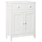 HOMCOM Freestanding Bathroom Cabinet White Accent Sideboard with Drawer Adjustable Shelf Storage