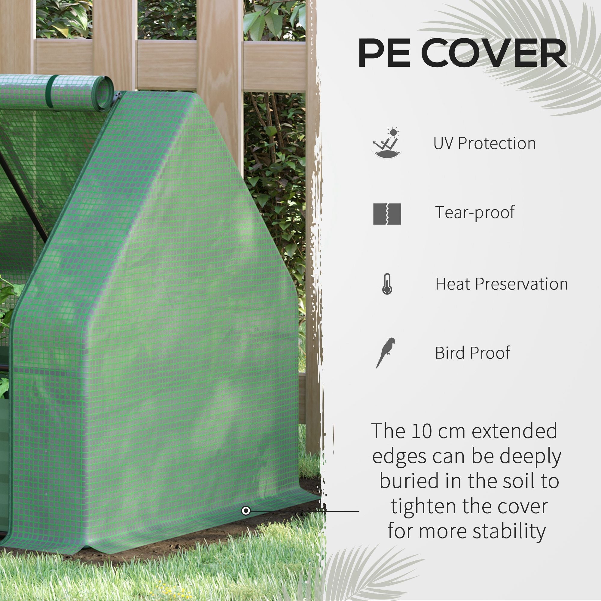 Outsunny Steel Outdoor Raised Garden Bed with Greenhouse,Cover, Roll Up Door, Dual Use, 50"x37.4"x36.2", Green 