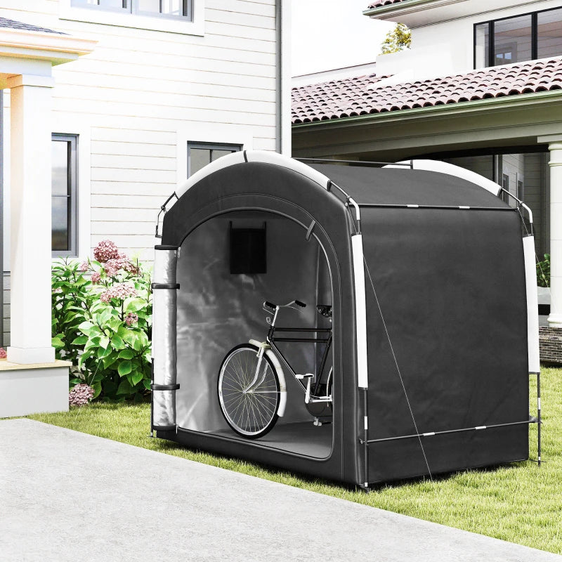 Bike Storage Shed Tent, Portable and Waterproof with 210D Oxford Fabric and Carry Bag for 3-4 Bicycles, Black